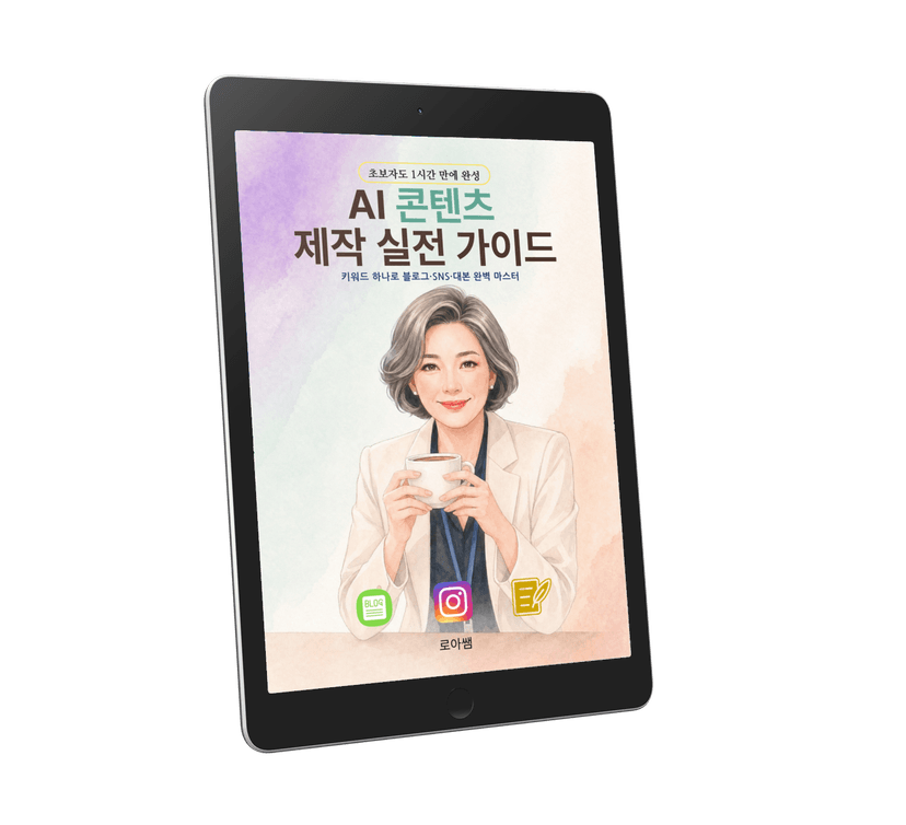 태블릿에서 보이는 AI 콘텐츠 워크플로우 가이드